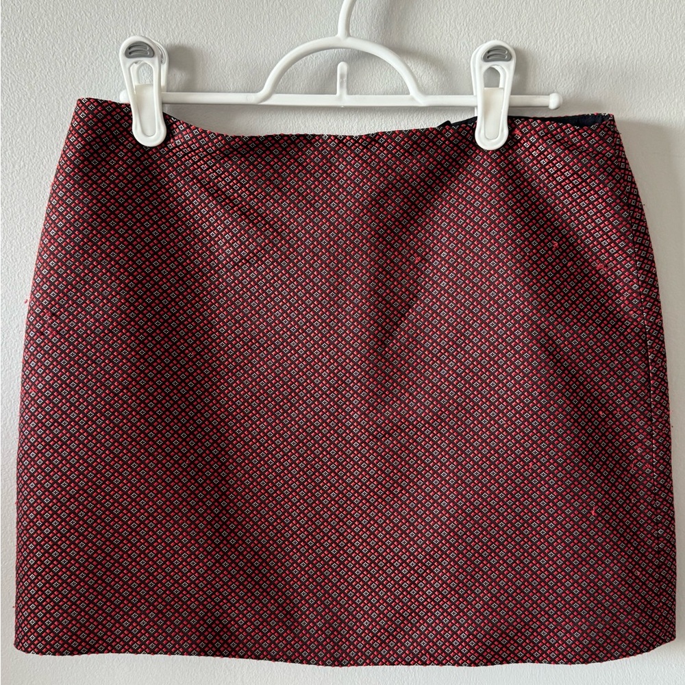 Club Monaco Burgundy Patterned Pencil Skirt